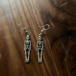 Silver Skeleton Dangle Earrings